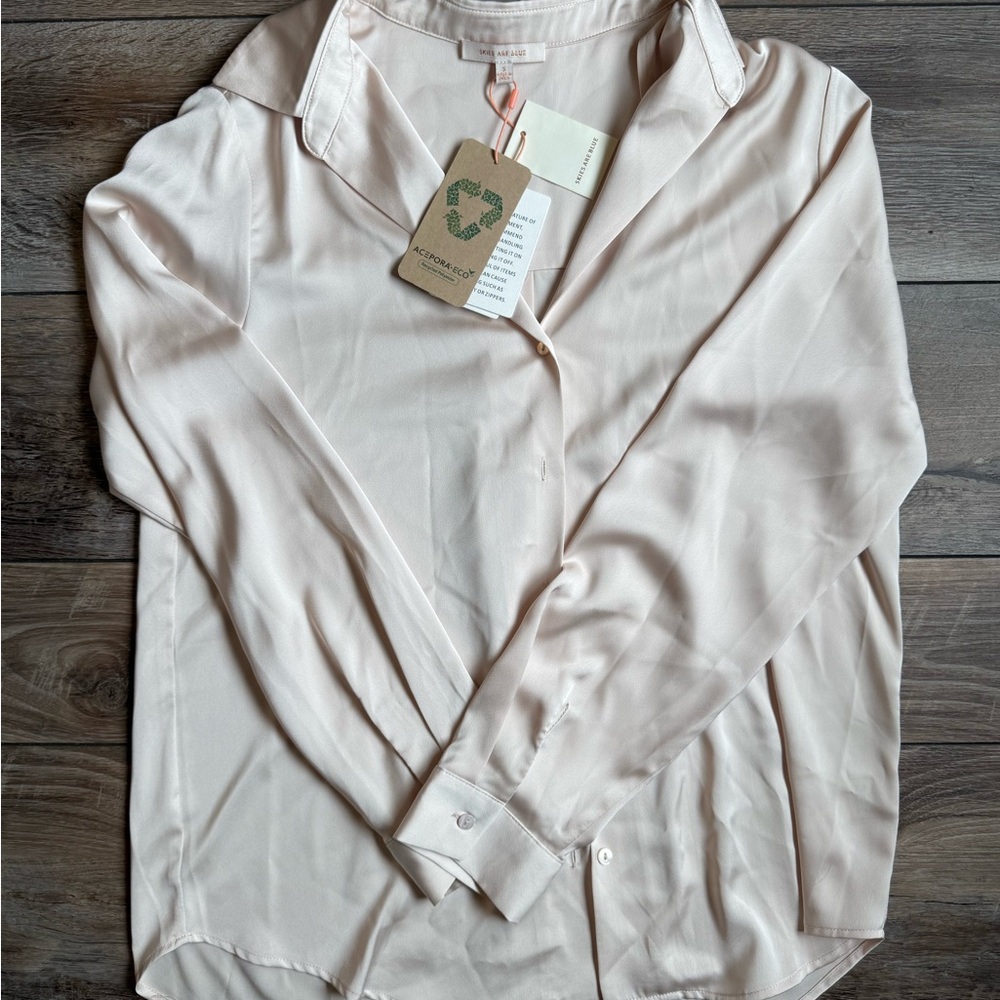 Skies Are Blue Relazes Silk-Blend Shirt - beige